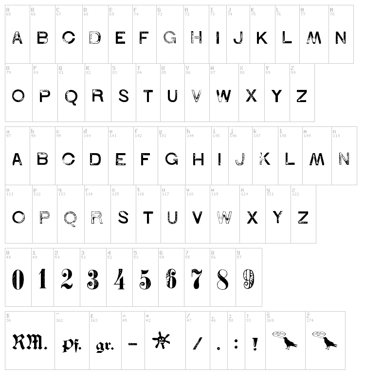 1938 Stempel font map